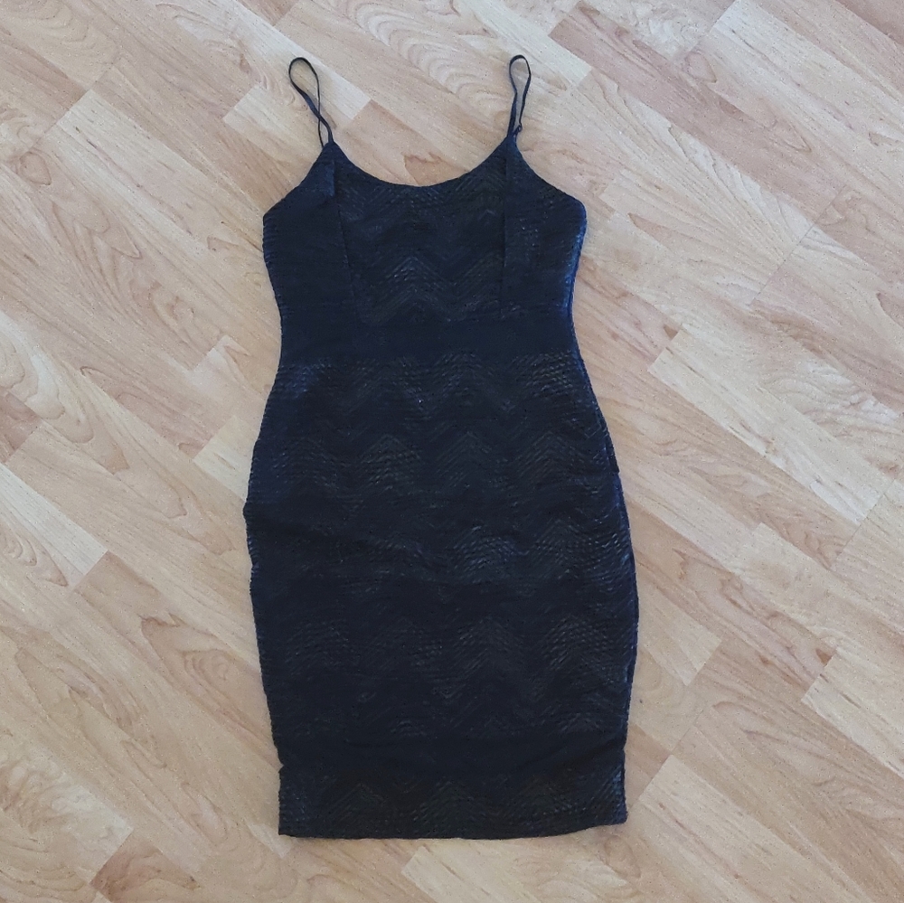 Black and Gold Bodycon Midi Dress
